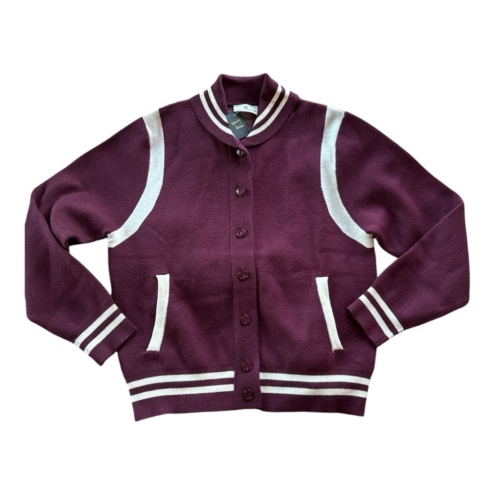 Button Down Varsity Bomber Sweater - image 5